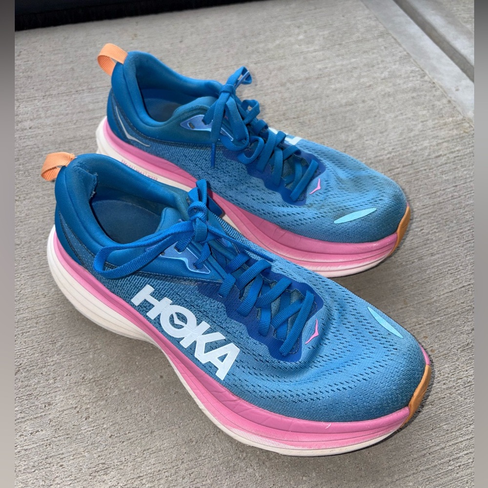 Hoka Blue and Pink Athletic Shoes